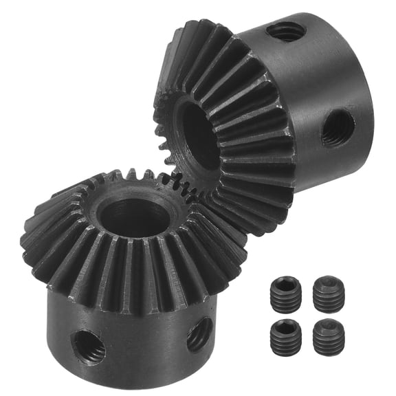 2Pack Tapered Bevel Gears Set, 1 Mod 1:1 (25T/25T) Harden Steel Straight Bevel Gear, 90 Degree Steering Motor Gears, (8mm Shaft Hole)