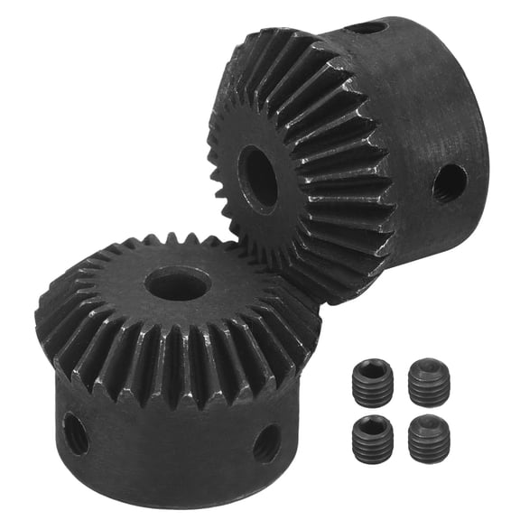 2Pack Tapered Bevel Gears Set, 1 Mod 1:1 (30T/30T) Harden Steel Straight Bevel Gear, 90 Degree Steering Motor Gears, (6mm Shaft Hole)