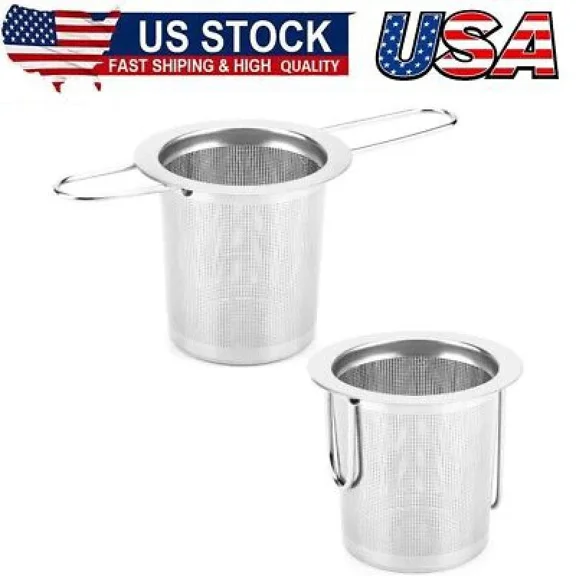 2Pack Tea Strainer, Stainless Steel Tea Infuser Basket Sitting In Mugs, Tea