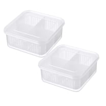 2Pack Tech Divided Veggie Tray With Lid Stackable Vegetable Storage Relish Serving Platter With 4 Compartment Snack Containers For Food Fruit Refrigerator Organizer Food Storage Home Decor