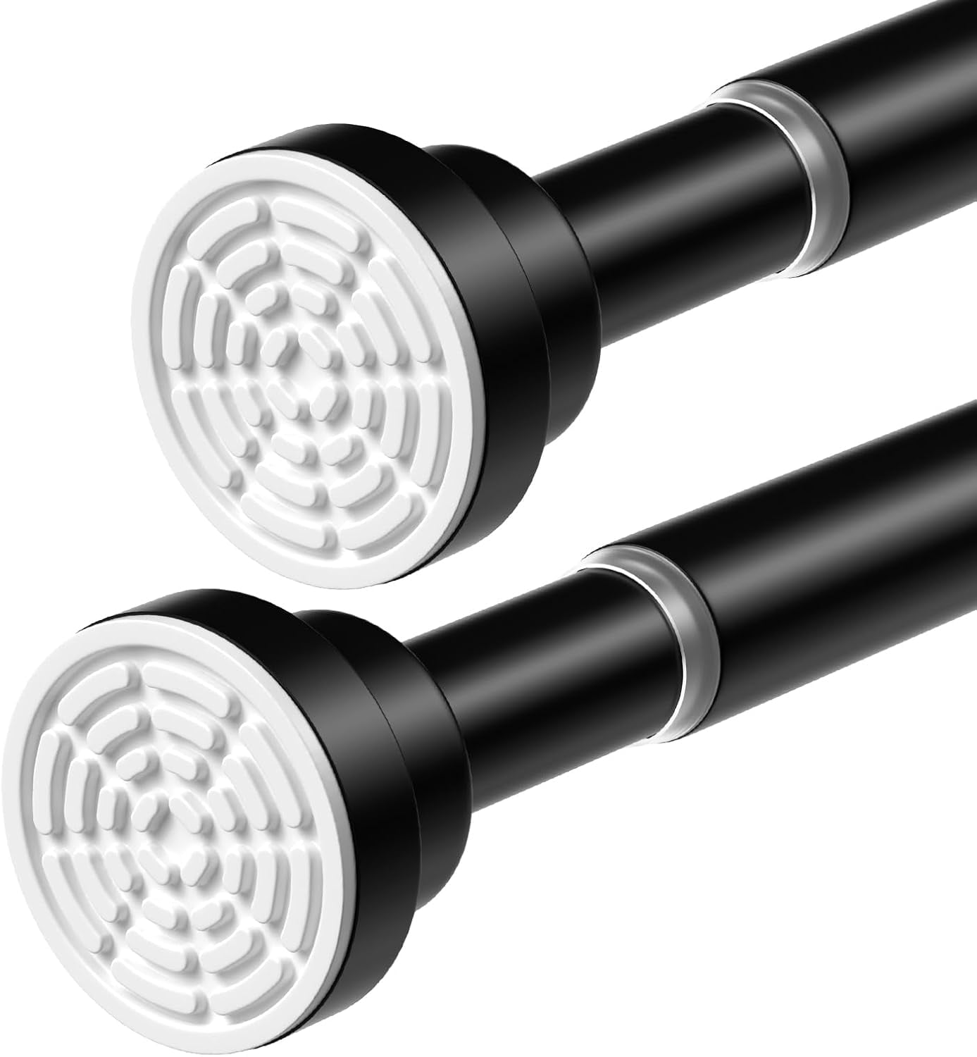 2Pack Tension Curtain Rod No Drilling Black Spring Tension Rods for ...