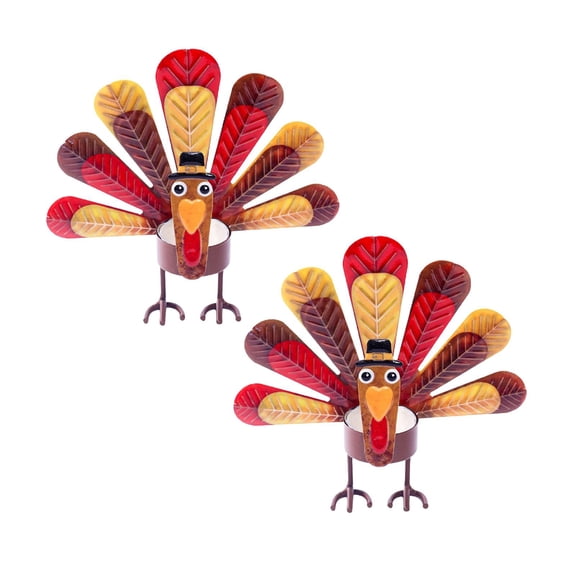 2Pack Thanksgiving Turkey Candle Holder Thanksgiving Table Decoration Turkey Candles & Holders Home Decor