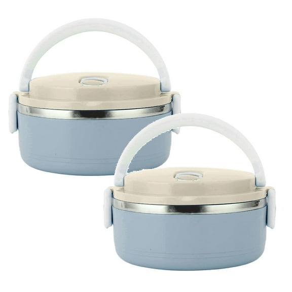 2Pack Thermal Food Thermal Lunch Stackable Hot Food Insulated Stainless Steel Round Lunchbox Sealed Food Containers Lunch Bag Home Decor