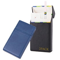 2Pack Thin Cigarette Case - PU Leather Slim Cigarette Holder for Whole Pack (Fits 20 Cigs), Portable Cigarette Box