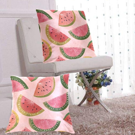 2Pack Throw Pillow Covers 20x20 Inch, Cotton Flannel Decorative Pillow Cases, Double-Sided Print with Hidden Zipper, Washable Anti-Shrink for Home Decor Sweet Summer Melon