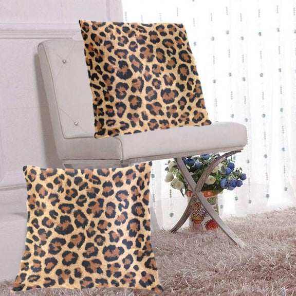2Pack Throw Pillow Covers 20x20 Inch, Cotton Flannel Decorative Pillow Cases, Double-Sided Print with Hidden Zipper, Washable Anti-Shrink for Home Decor Wild Amber Cheetah