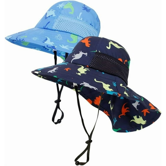2Pack Toddler Sun Hat Baby Beach Hat Summer UPF 50 Protection Caps for Boys Girls Wide Brim Neck Flap Outdoor Play Hats