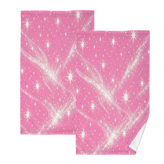 2Pack Towel Set Soft 100% Cotton Absorbent Face Towels Rose Red Flashing Pattern