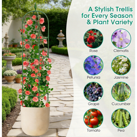 2Pack Trellis For Climbing Plants Outdoor, 70.87In Garden Obelisk Trellis, Tall Rustproof Plant Support For Jasmine Support Outdoor Indoor