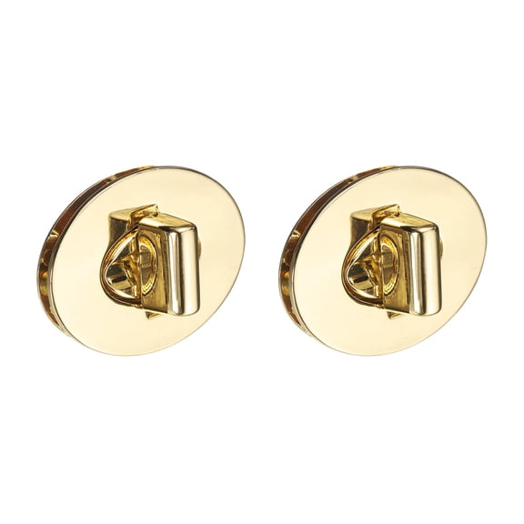 2Pack Twist Turn Lock Clasp, 46 x 35mm Closures Lock Fasteners for Purse Zinc Alloy Oval Bag Closure Clip Hardware Accessories for DIY Handbag Craft, Gold