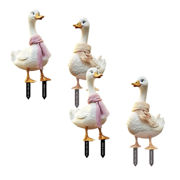 2Pack Two Piece Goose Decoration Garden Stake Courtyard Art Garden Stake Suitable Terrace And Outdoor Decoration Terrace Decoration Unisex Goose Shaped Card Slot Home Decor