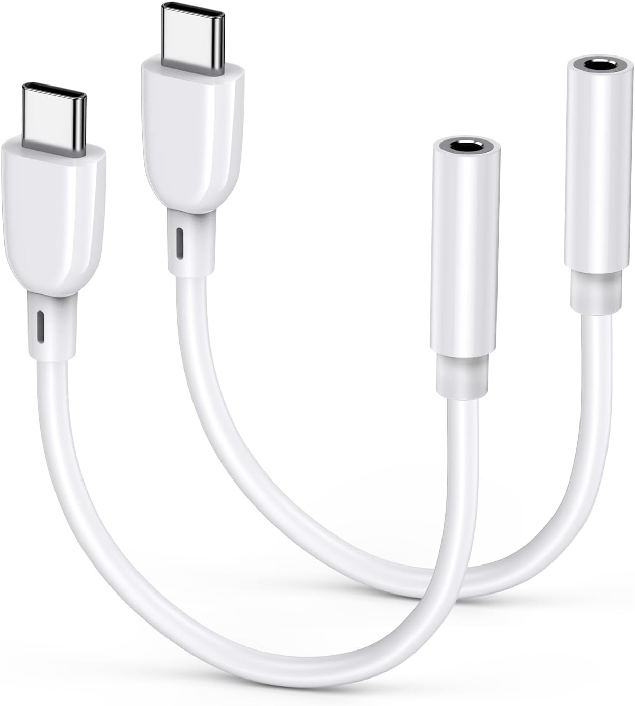 2Pack USB C to Aux Adapter ABCPOW USB Type C to 3.5mm Headphone Jack Adapter Female Earphone Audio Jack Cable USB C to Aux Audio Dongle Cable Cord USB