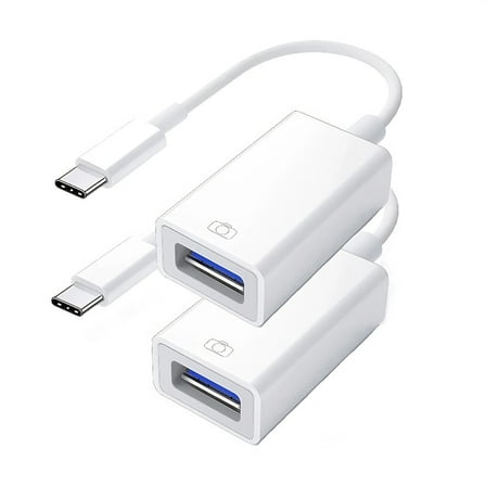 2Pack USB C to USB Camera Adapter, USB 3.0 OTG Cable for iPhone 16/15/iPad/Macbook, Plug & Play(White)