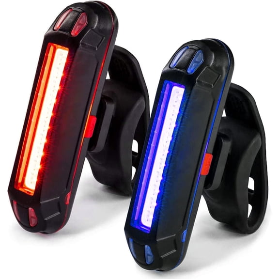 2Pack USB Rechargeable Bike Tail Light, Ultra Bright LED Bicycle Rear Safety Lamp, Waterproof 5 Modes Road Reflector Flasher for Night Riding