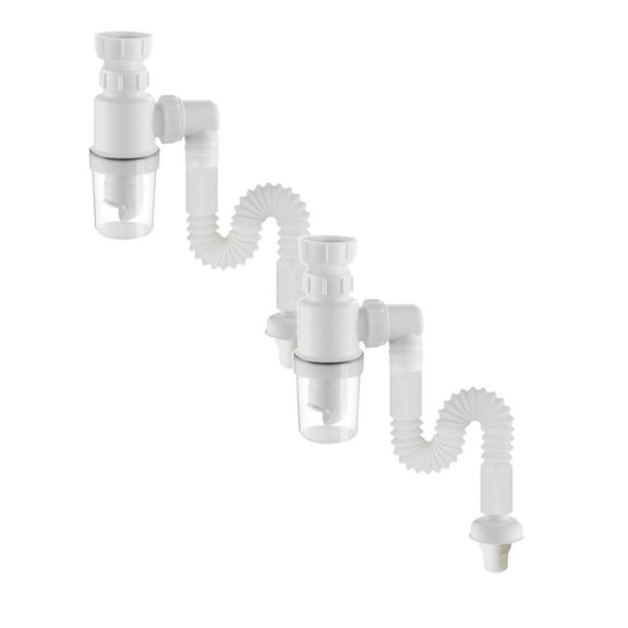 2Pack Universal Drain Pipe Kit Drains Siphon Bottle Universal Drain Kit For Bathroom White Kitchen Cleaning Supplies Home Decor