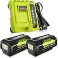 thumbnail image 1 of 2Pack Upgrade 6.0Ah Replacement Battery for Ryobi and OP401 Charger Combo Compatible with 40v Ryobi Battery and 40 Volt Cordless Power Tools(Green), 1 of 12