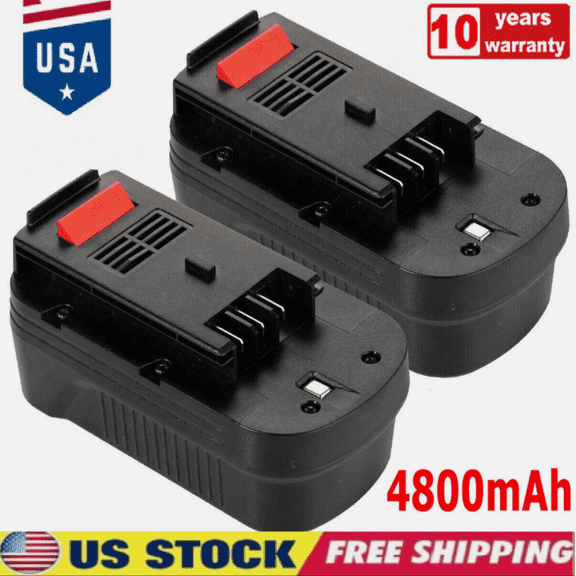 2Pack Upgraded 4800mAh Ni-Mh Replacement for Black and Decker 18V Battery Compatible with 18 Volt HPB18 HPB18-OPE 244760-00 A1718 FS18FL FSB18 Firestorm Cordless Tools