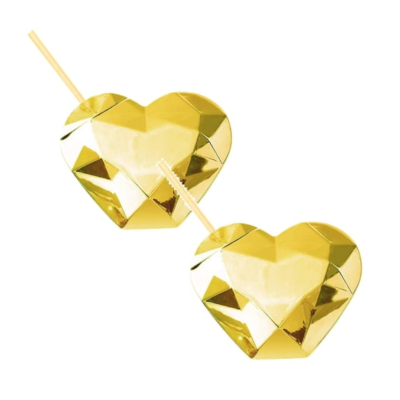2Pack Valentines Heart Shaped Disco Cup With Lid And 23 Oz Disco Sparkling Drinking Cups Party Tumblers For Valentine Galentine Wedding Party Glass Bottle A
