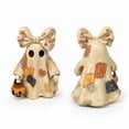 thumbnail image 1 of 2Pack Vintage Patchwork Ghost Decor Halloween 3.9 Inch Resin Ghost with Pumpkin Cute Rustic Fall Farmhouse Tabletop Figurine Decoration Accent for Home, 1 of 11