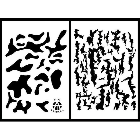 2Pack! Vinyl Airbrush Spray Stencils 10Mil - 14x9" Camouflage Tree Bark Multicam