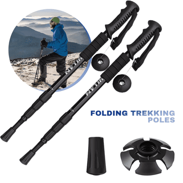 DFITO 2Pack Walking Sticks Trekking Poles Hiking Gear with Damping Spring for Men Women,Black