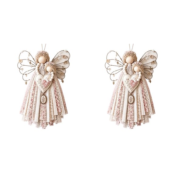 2Pack Wall Hanging Decor, Angel, Handmade, Farmhouse, Christmas Holiday, Rustic Farmhouse Style, Holiday Decor, for Christmas Holiday and Home Decor