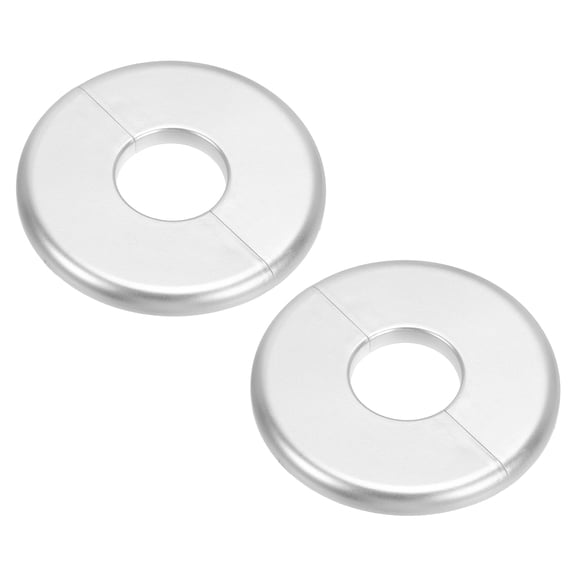 2Pack Wall Split Flange, ABS Self-Adhesive Escutcheon Plate for 34.5mm/1.4" Diameter, Water Pipe Cover for Kitchen Toilet Faucet Decoration, Silver