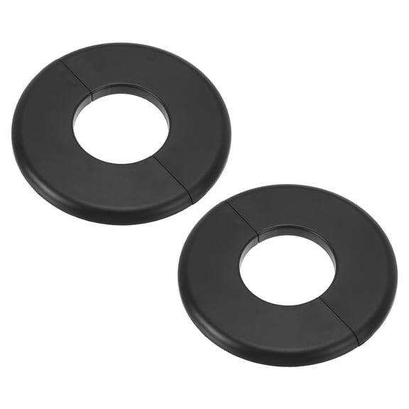 2Pack Wall Split Flange, ABS Self-Adhesive Escutcheon Plate for 44mm/1.7" Diameter, Water Pipe Cover for Kitchen Toilet Faucet Decoration, Black