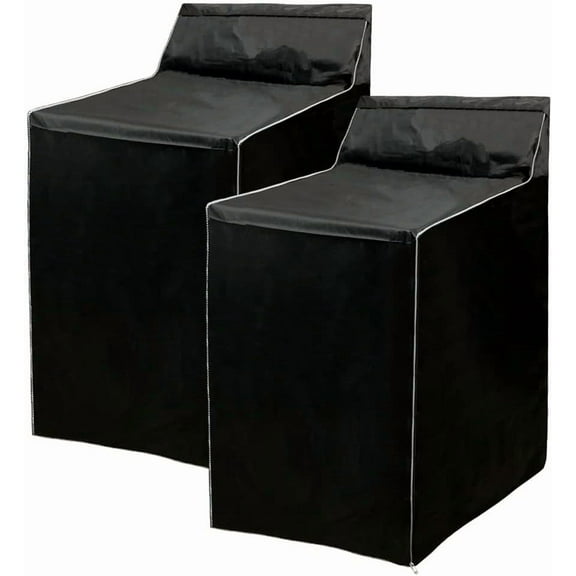 2Pack Washer and Dryer Covers, Portable Washer Cover with Zipper Design Dustproof Waterproof Laundry Covers for Washer and Dryer, Washing Machine Cover Fit for Most Top Load Machine(Black)
