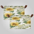 thumbnail image 1 of 2Pack Waterproof Foldable Storage Basket Medium, Metal Frame & Hollow Board Support, for Clothes and Toy Organization Soft Sunflowers and Green Leaves, 1 of 8