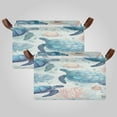 thumbnail image 1 of 2Pack Waterproof Foldable Storage Basket Medium, Metal Frame & Hollow Board Support, for Clothes and Toy Organization Deep Green Sea Turtles, 1 of 8