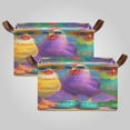 thumbnail image 1 of 2Pack Waterproof Foldable Storage Basket Medium, Metal Frame & Hollow Board Support, for Clothes and Toy Organization Three Cute Chickens Pattern, 1 of 8