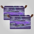 thumbnail image 1 of 2Pack Waterproof Foldable Storage Basket Medium, Metal Frame & Hollow Board Support, for Clothes and Toy Organization Vintage Purple Truck City Glow, 1 of 8
