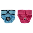 thumbnail image 1 of 2Pack Waterproof Reusable Female Dog Diapers, Washable Leak Proof Pet Diapers With Adjustable Fit for Large Dogs, Red + Blue, S, 1 of 10
