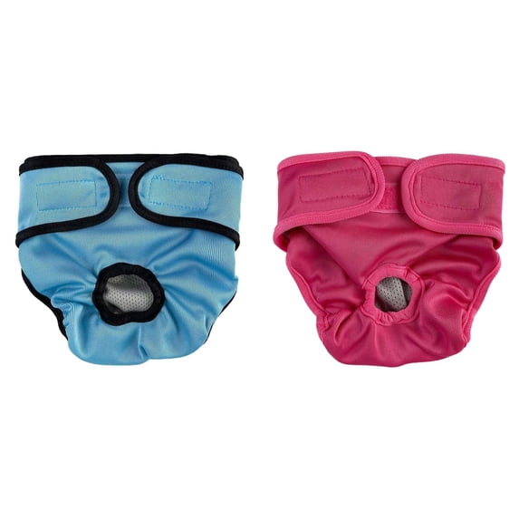 2Pack Waterproof Reusable Female Dog Diapers, Washable Leak Proof Pet Diapers With Adjustable Fit for Large Dogs, Red + Blue, S