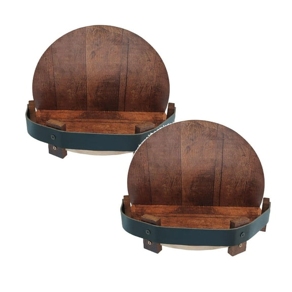 2Pack Barrel Shelf Hand Crafted Liquor Bottle Display Silicone Wall Mounted Rack Table Round Shelf Bottle Round Shelf Wall Display Decoration For Home Bar & Glass Racks