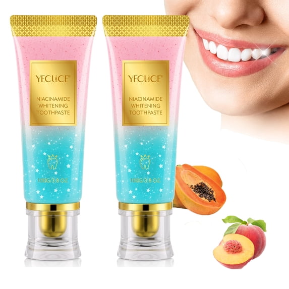 2Pack Whitening Toothpaste with Niacinamide, Fresh Breath, Remove Tooth Stains, Enamel Safe