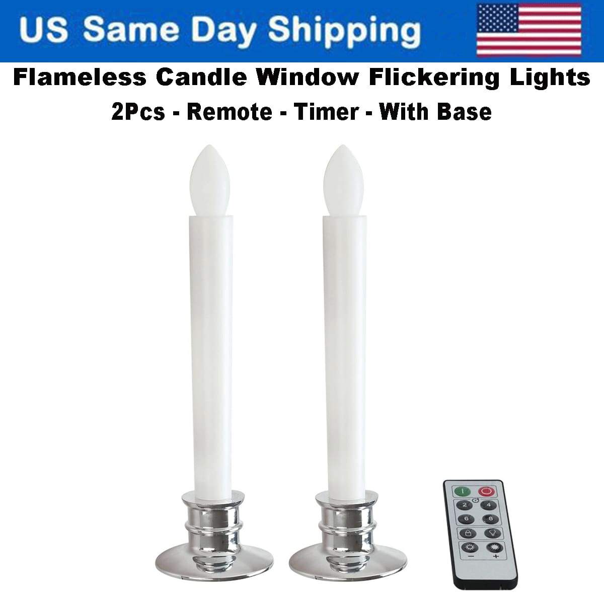 2Pack Window Candles Lights with Timer Remote Candles LED Candle Lights