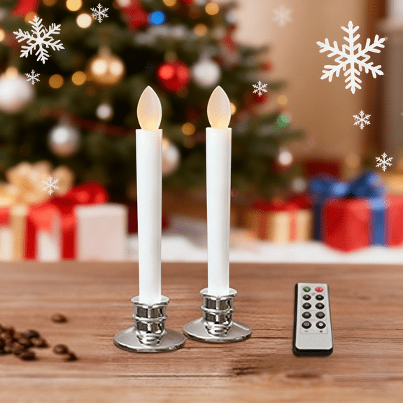 2Pack Window Candles Lights with Timer Remote Candles LED Candle Lights Christmas Decorations Flameless Taper Candles