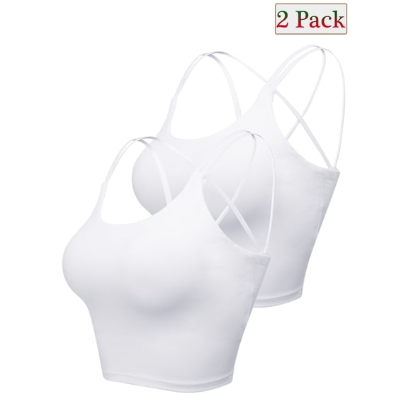 2Pack Women Leopard Printed Sexy Padded Push Up Bralet Bra Vest Tank Crop Tops Underwear Casual Scoop Neck Sleeveless Cropped Tops Strappy Back Tank Tops