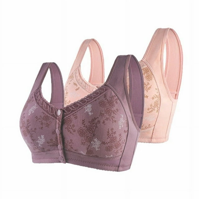 2Pack Women's Bras Front Buckle Underwear Comfortable Large Size Push