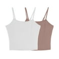 thumbnail image 1 of 2Pack Womens Camisole Crop Tank Tops Sexy Hot Girl Sleeveless Clubwear Going out Bandeau Bras Base Shirts Khaki&White Small, 1 of 5