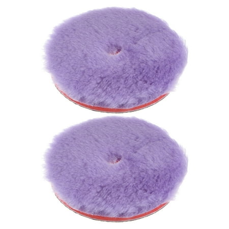 2Pack Wool Polishing Pads 5.5 inch Purple Wool Buffing Wheel with Hook and Loop