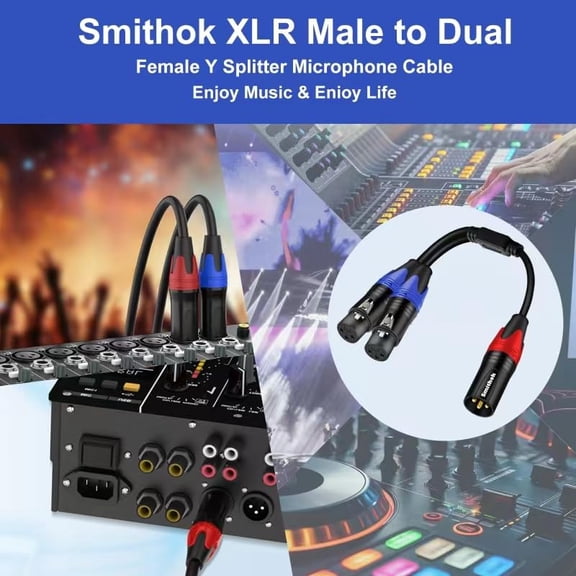 2Pack XLR Y Splitter 1 Male to 2 Female Micrphone Cable, 3 Pin XLR 2 Female to 1 Male, Combiner Y Cord Balanced Mic Audio Cables for Stero Mic to L&R Audio Track(11.8 inches/0.3m)