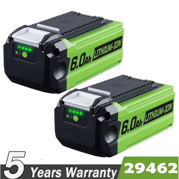 2Pack for Greenworks 29462 40V 6000mAh Li-ion 29472 29462 29252 20202 22262 2531225322 20642 22272 27062 21242 green