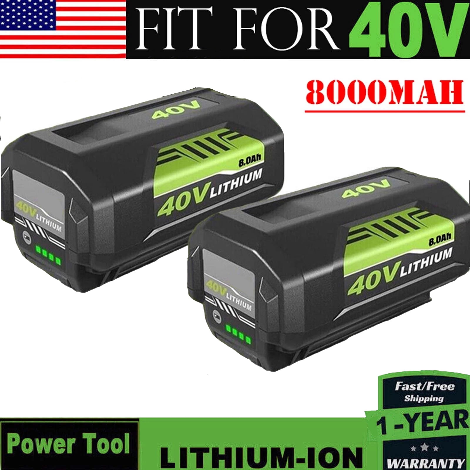 2Pack for Ryobi 36V（40Vmax) Battery 8000mAh Li-ion OP4040 OP4026 OP4030 OP4050 OP4060A OP4040A1 RBL4020