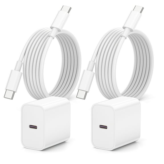 2Pack iPhone17 16 15 Charger Type C Fast Charging, 20W PD USB C Charger Block with 6FT USB C Cable Cord for iPhone/iPad/Samsung Series,Android Phone and More