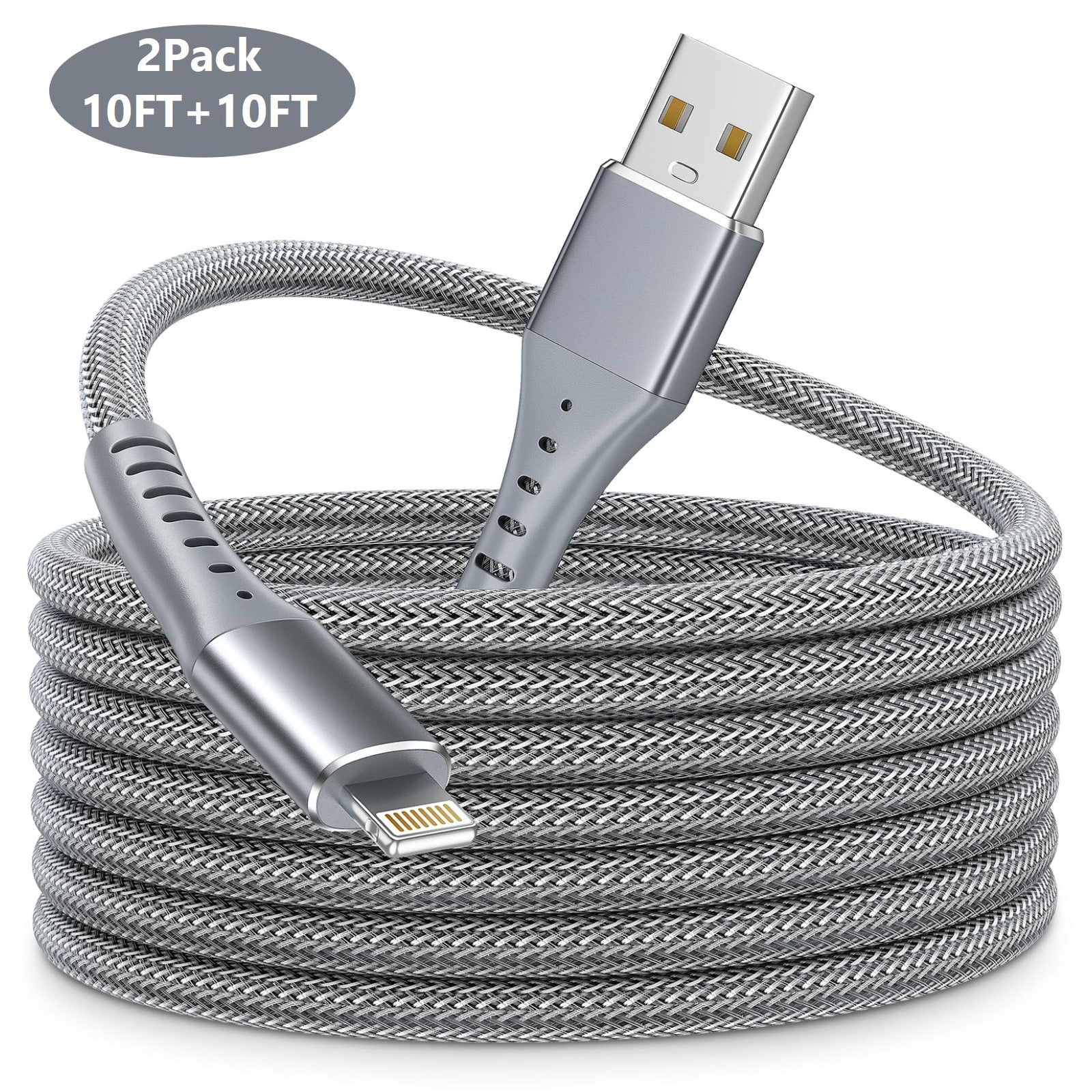 2Pack iPhone Charger Cord, iPhone Charging Cable 10FT, Braided
