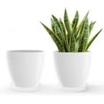 thumbnail image 1 of Gamexcel 2Pack of 12 Inch Round Planter Pot, Large Resin Vase with Drainage Hole and Saucer Round Flower Pot for Indoor Outdoor Plants, White, 1 of 7