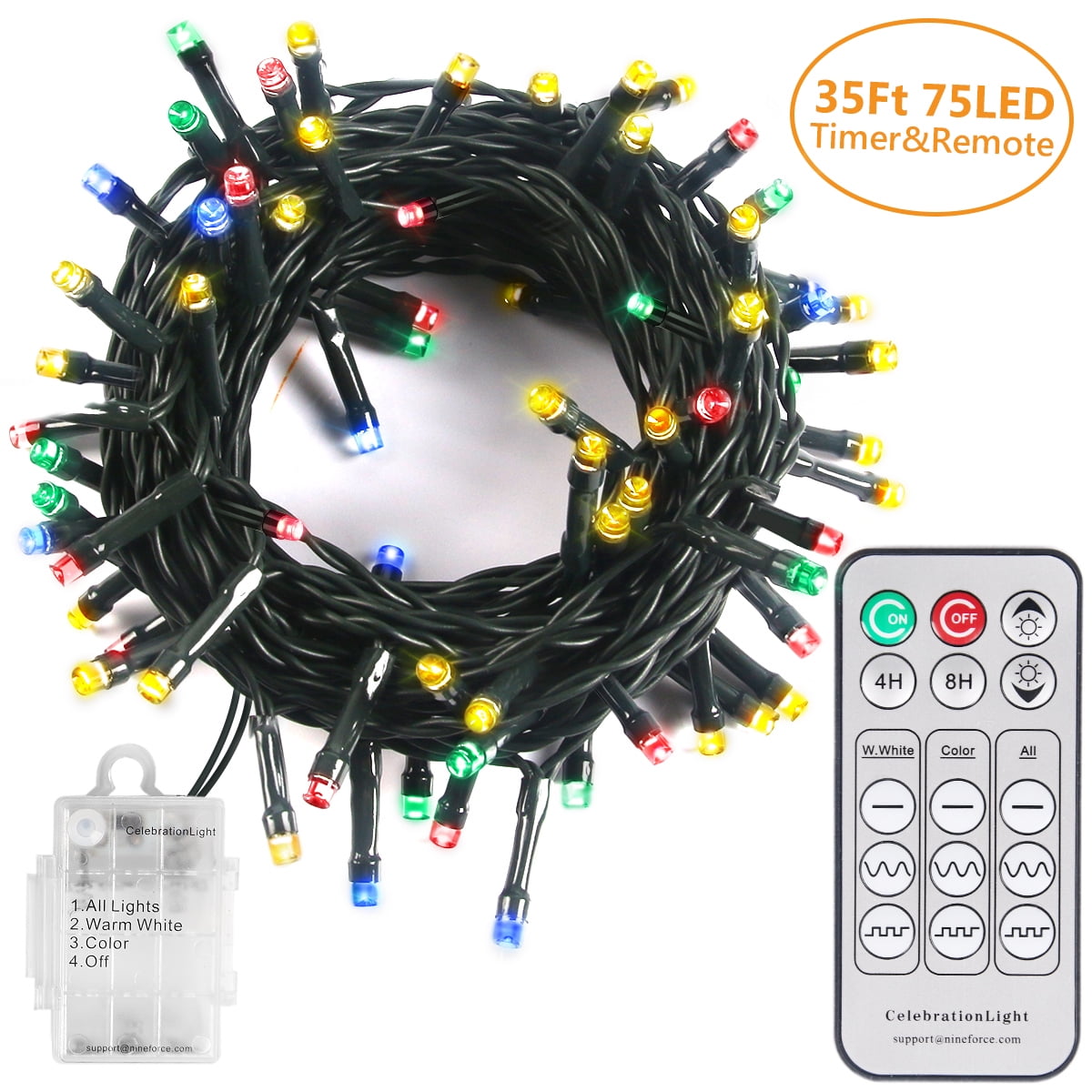 2Pack of String Light with Remote and Timer 35ft Battery Operated Christmas Tree Lights with